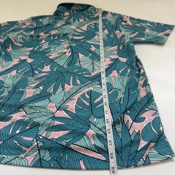 Bad Birdie Polo Shirt Medium Floral Hawaiian Performance Golf Leaves Aloha - Picture 8 of 10
